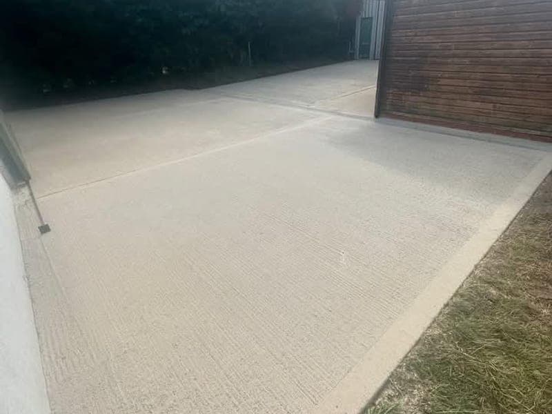 Concrete yard cleaned back to bare surface